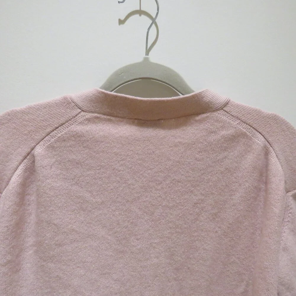 PAUL SMITH 100% Wool V Neck Sweater With Pockets in Light Pink Preppy Mod